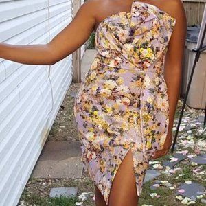 ASOS Purple  Asymmetrical Strapless Midi Dress 6